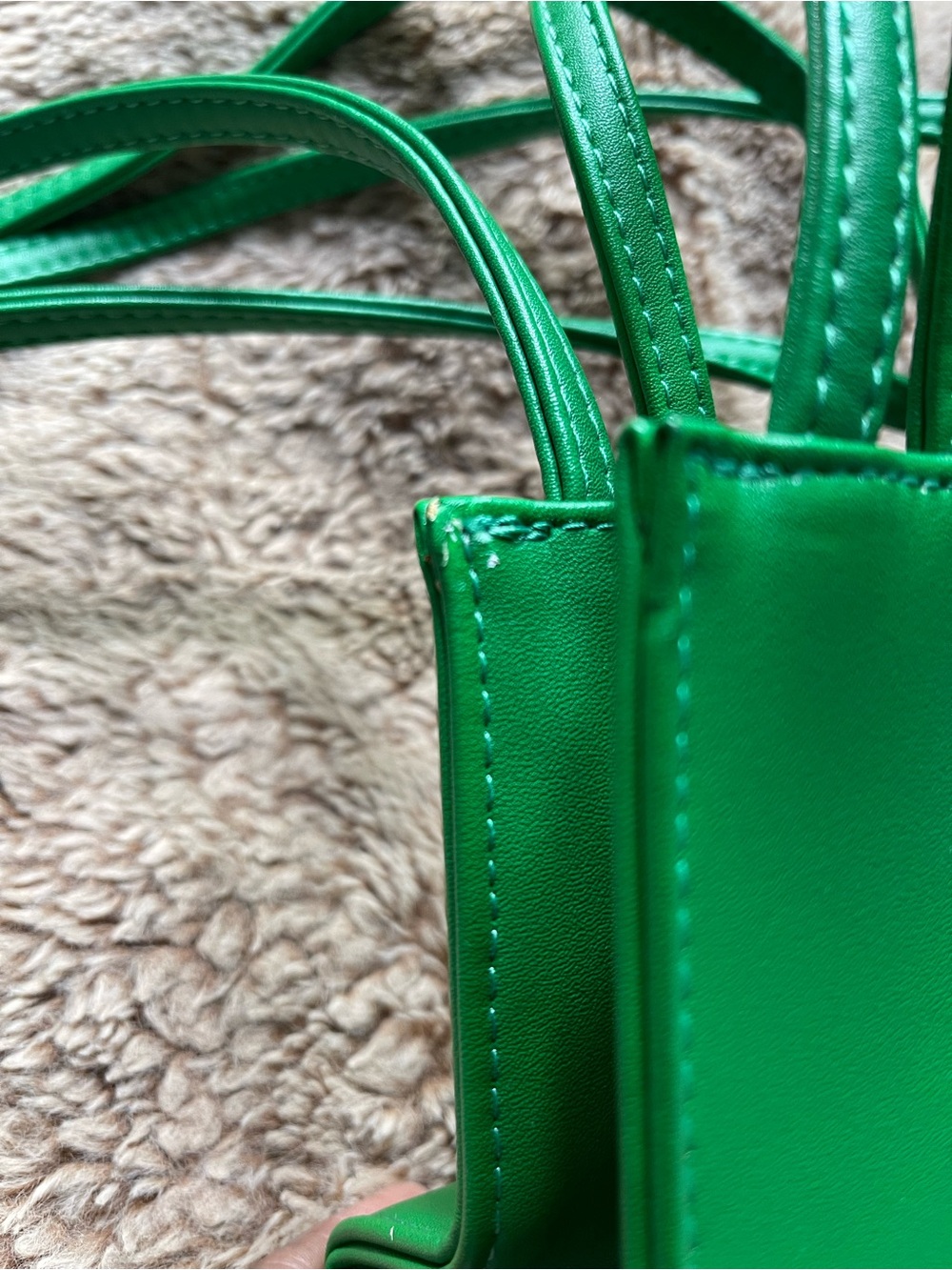Telfar Mini Tote in Bright Green with Raised Logo - Picture 7 of 8